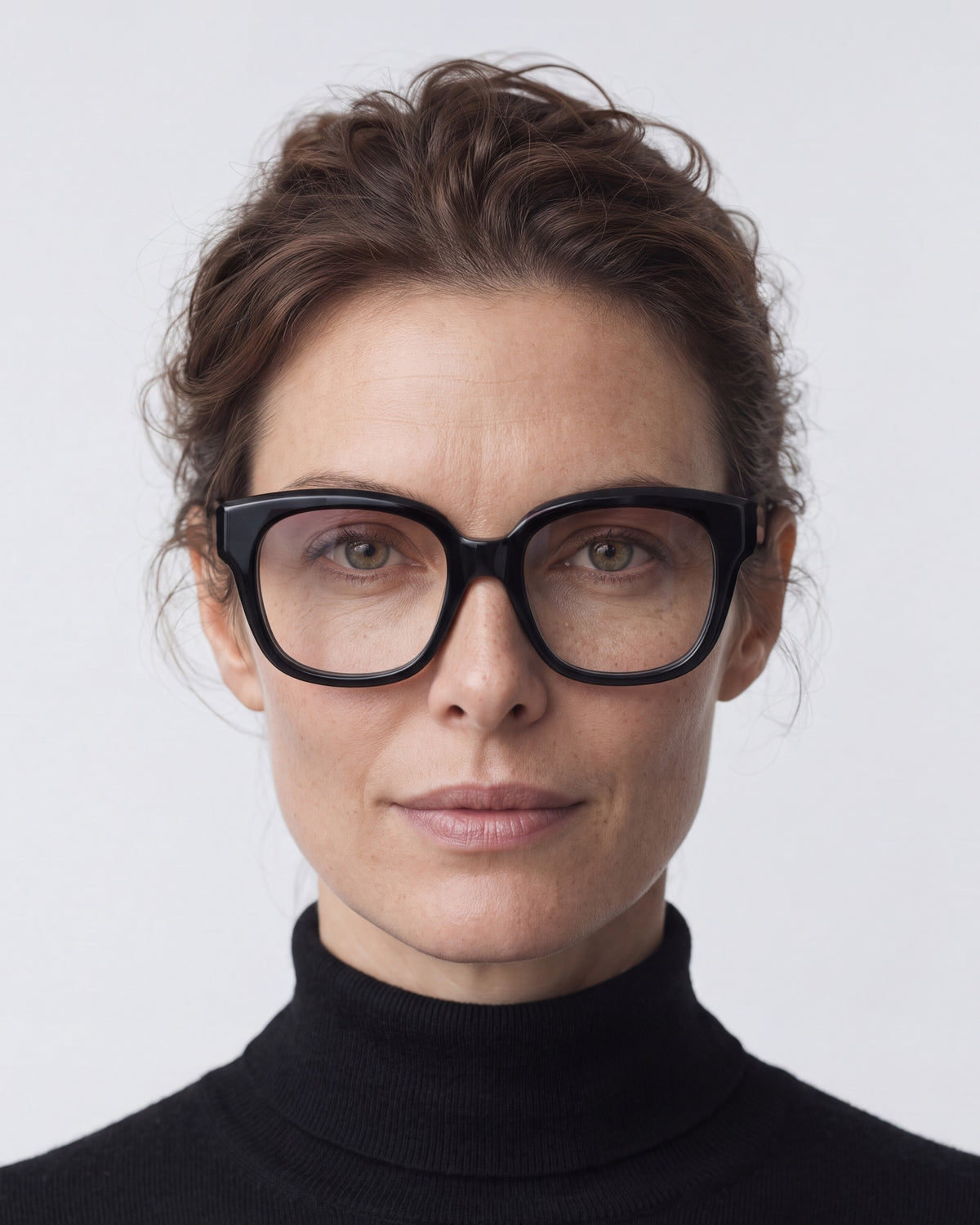 Chloe in black, worn, Heather lenses