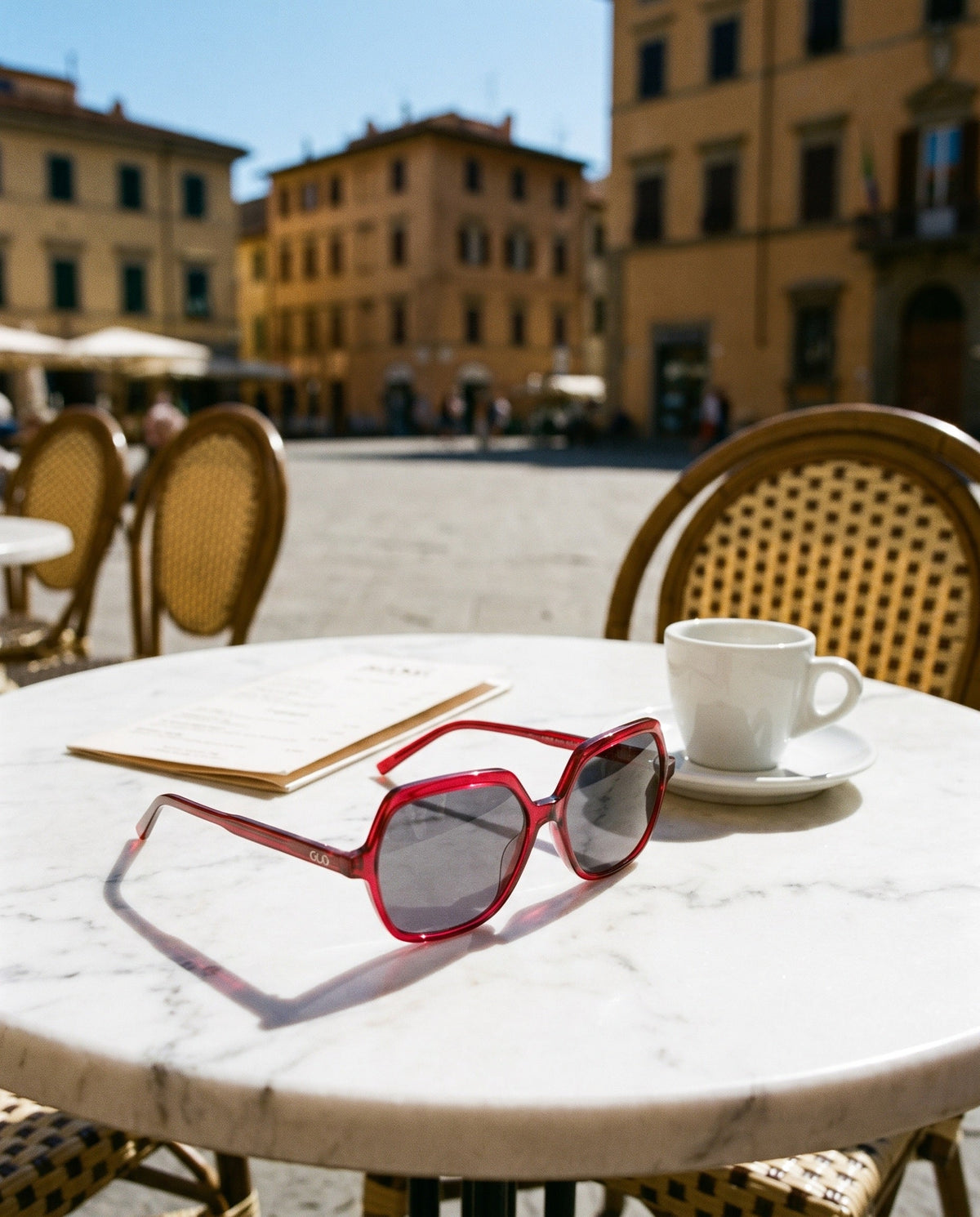 Andrea Wine Red Progressive Sun Readers on a trip south